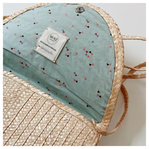 Pochette en paille et tissu - Triangles – Image 2