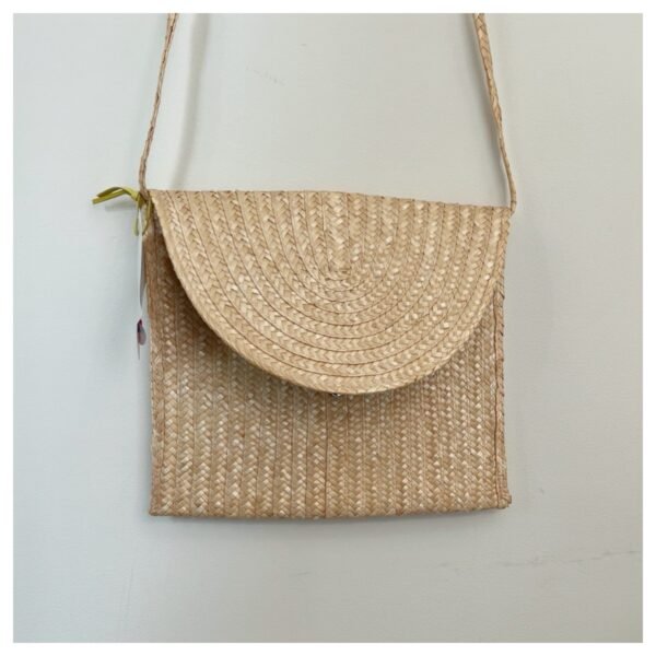 Pochette en paille et tissu - Triangles