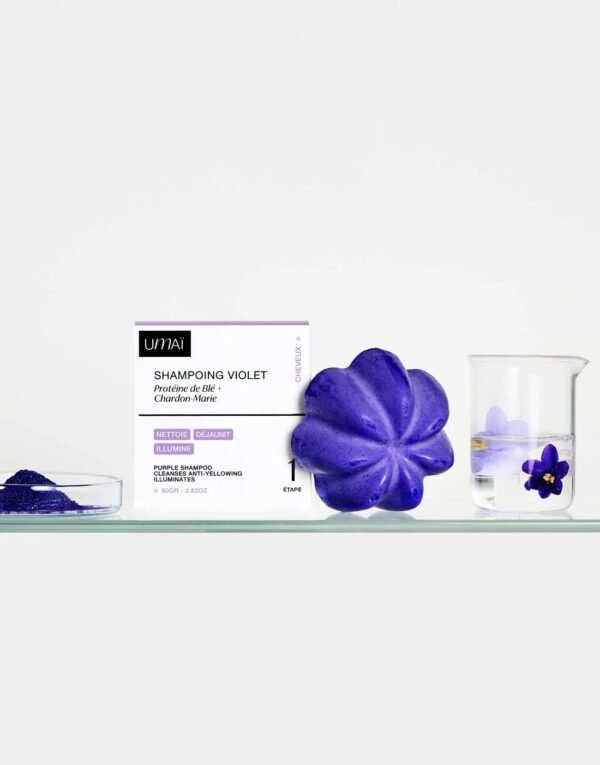 Shampoing solide violet pour cheveux blancs ou blonds – Image 4