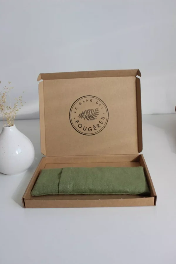 Coussin de relaxation pour les yeux - lin vert olive – Image 2