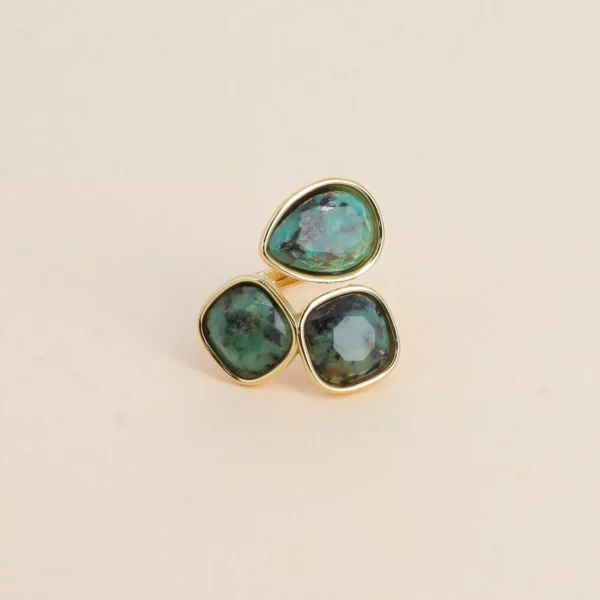 Bague Idrissa ouverte - turquoise africaine reconstituée