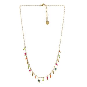 Collier brelogue Cirque multicolore rose fushia