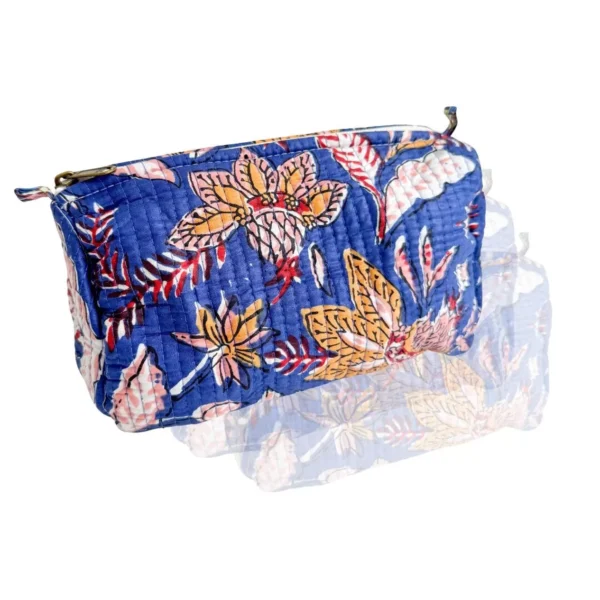Trousse de toilette Feuilles cobalt L