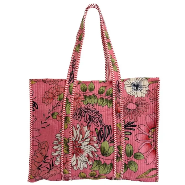 Totebag Fleurs rose blush