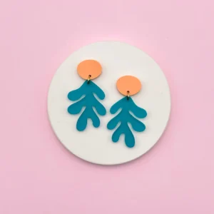 Boucles D'oreilles Hariette Pêche / Vert Bleu
