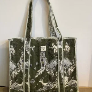 Tote bag Green Jungle White Lotus
