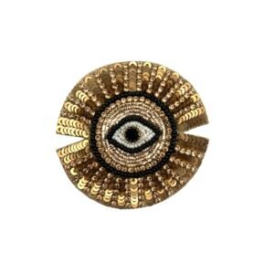 Broche rayon de soleil brodé doré