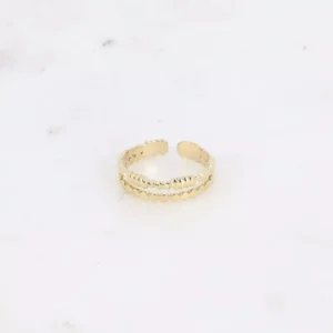 Bague - 2 rangs, effet barbelé et effet perlé