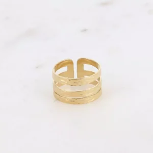 Bague - 3 rangs, anneau martelé