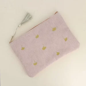 Trousse petits ginkos rose pâle
